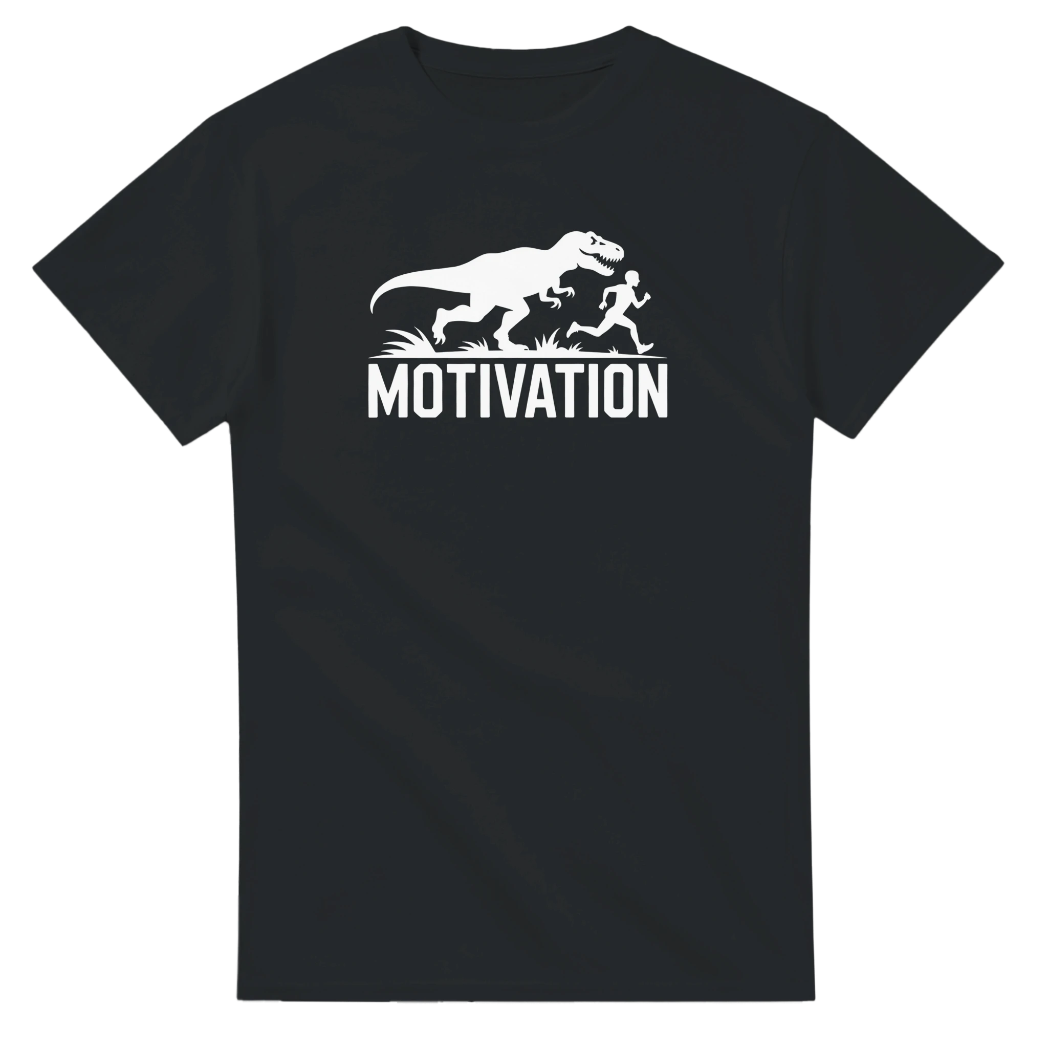 Funny T-Rex Motivation Running Shirt in Black – Motivational Fitness Tee for Gym and Runners