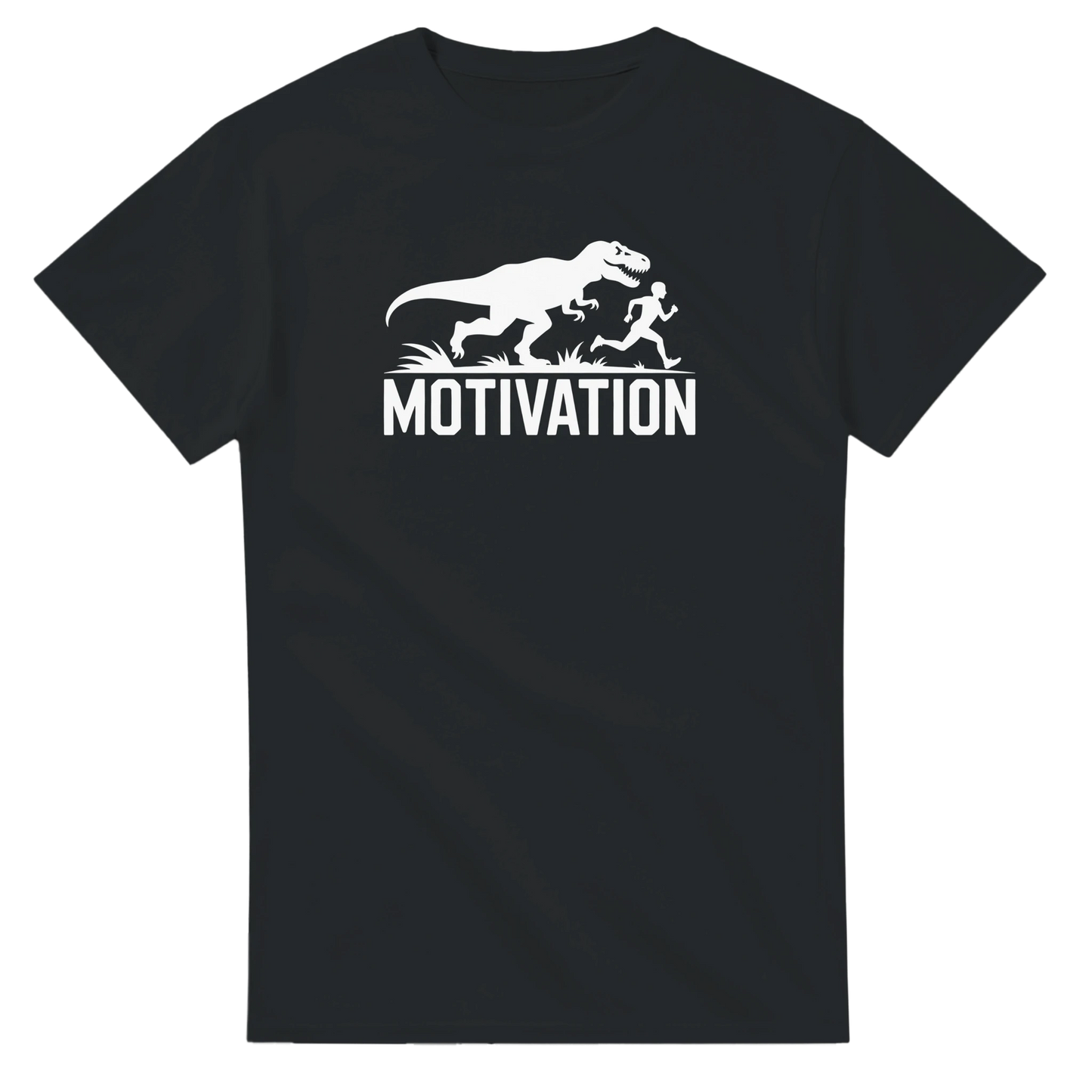 Funny T-Rex Motivation Running Shirt in Black – Motivational Fitness Tee for Gym and Runners