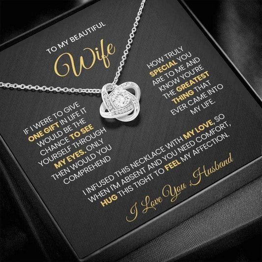 To My Beautiful Wife -One Gift In Life - Love Knot Necklace