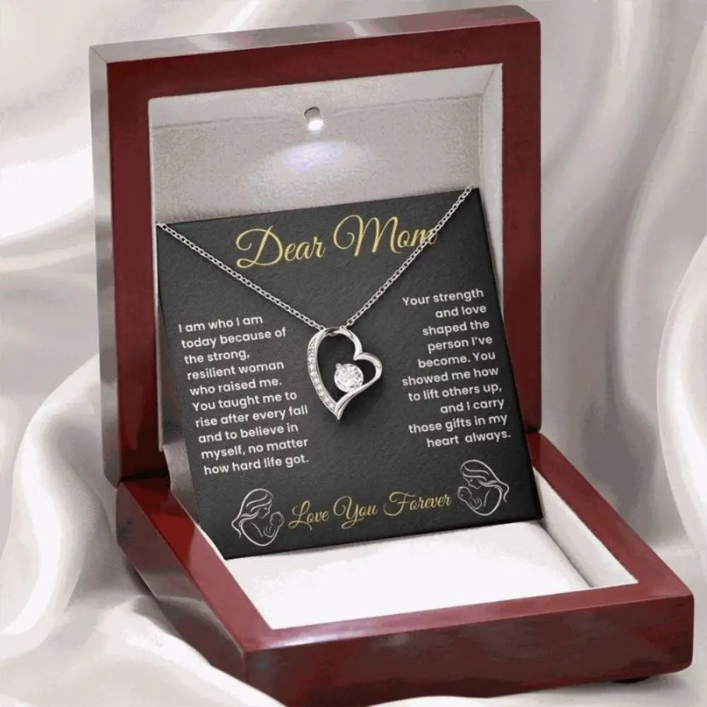 Dear Mom Forever Love Necklace – Gift to the Woman Who Made Me Strong