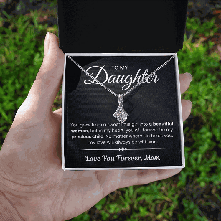 Alluring Beauty Necklace with inspirational message card for daughter