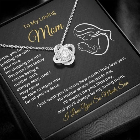 To My Loving Mom Love Knot Necklace – From Son Jewelry Gift