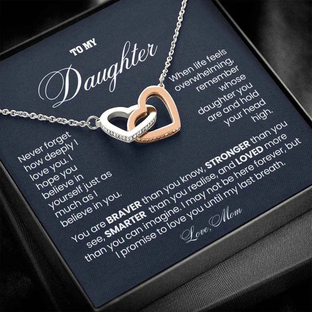 Daughter Necklace Gift – Interlocking Hearts | Braver & Stronger