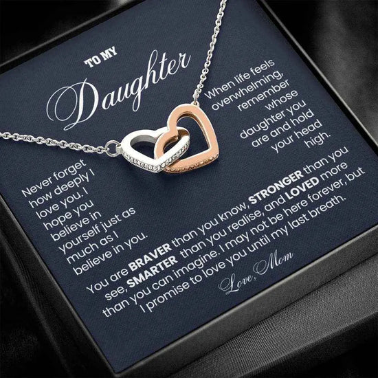 Daughter Necklace Gift – Interlocking Hearts | Braver & Stronger