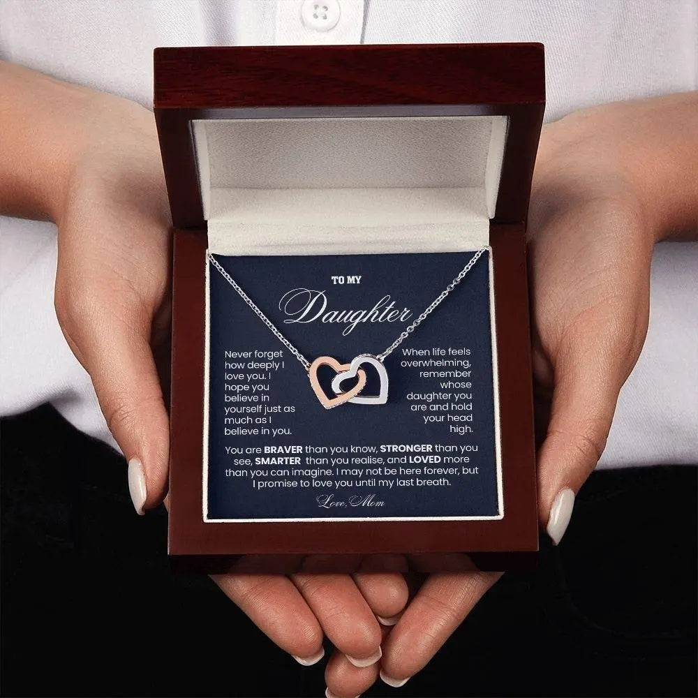 Daughter Necklace Gift – Interlocking Hearts | Braver & Stronger