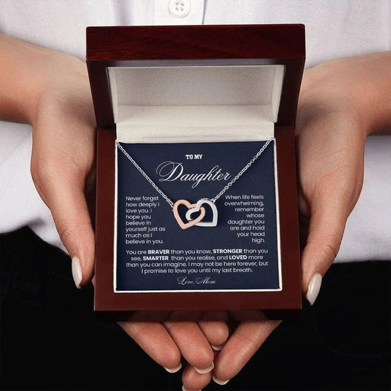 Daughter Necklace Gift – Interlocking Hearts | Braver & Stronger