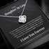 “To My Daughter-in-Law Love Knot Necklace with cubic zirconia center on message card – I Love You Forever gift jewelry”