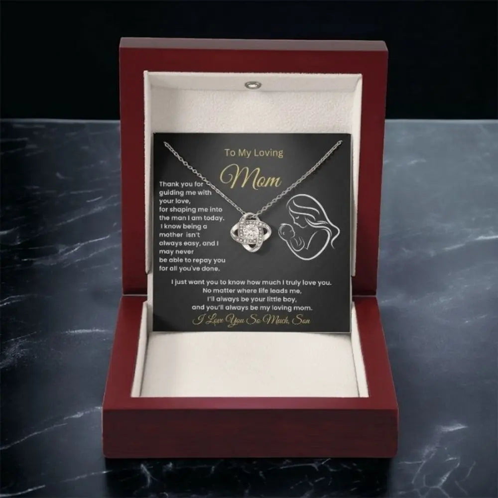 To My Loving Mom Love Knot Necklace – From Son Jewelry Gift