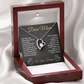 "Heart-shaped pendant necklace in luxury gift box with sentimental message card – meaningful gift for mom on birthday, Christmas, or Mother’s Day."