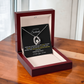 "Forever Love Necklace displayed in luxury mahogany box with soulmate message card – perfect gift"
