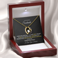 "Gold Forever Love Necklace in LED mahogany box with romantic soulmate message card – luxury gift"