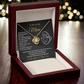 “To My Loving Mom Love Knot Necklace from Son with cubic zirconia pendant in 18K yellow gold finish, displayed in luxury gift box with heartfelt message card”