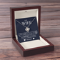 "Detailed view of Love Knot Necklace showing 6mm cubic zirconia stone and adjustable chain, perfect gift for wife"