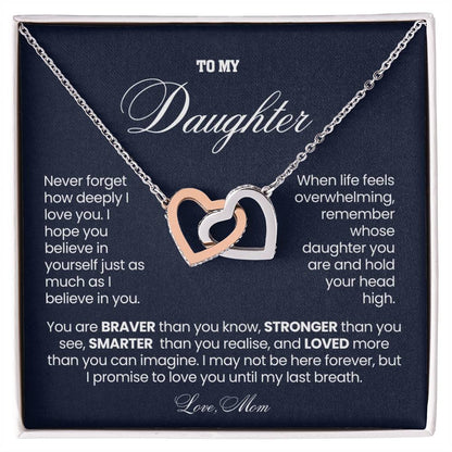 Daughter Necklace Gift – Interlocking Hearts | Braver & Stronger