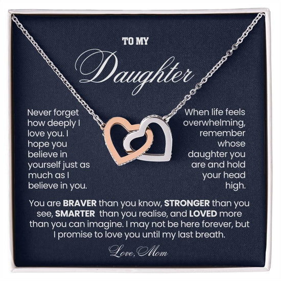 Daughter Necklace Gift – Interlocking Hearts | Braver & Stronger