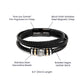 “Black leather Forever Love Bracelet with gold and silver accents – sentimental gift for husband or dad.”