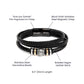 "Engraved love you forever clasp bracelet - black stainless steel magnetic closure with braided leather band"