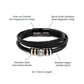 "Engraved love you forever clasp bracelet - black stainless steel magnetic closure with braided leather band"