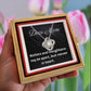 "Dear Mom love knot necklace gift from daughter – elegant jewelry with heartfelt message for mothers and daughters."