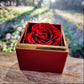 "Luxury red rose gift box with preserved rose – elegant keepsake flower jewelry packaging for mom or daughter."