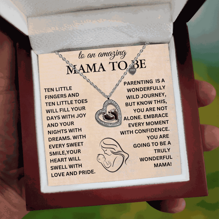 Baby Feet Heart Necklace